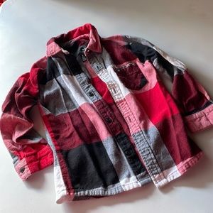 Hurley size 5 plaid, red, black, and white long sleeve